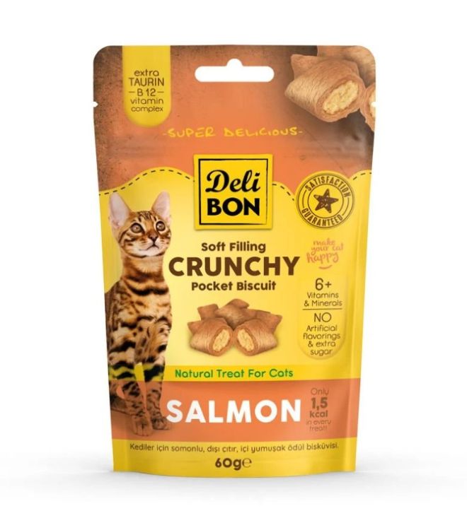 Delibon Chrunchy Somonlu Kedi Ödül Bisküvisi 60 Gr X 6 Adet