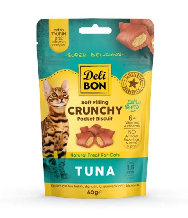 Delibon Chrunchy Ton Balıklı Kedi Ödül Bisküvisi 60 Gr X 6 Adet