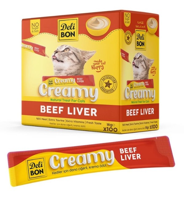 Delibon - Delibon Dana Ciğerli Krema Kedi Ödülü 15 Gr 100 Lü