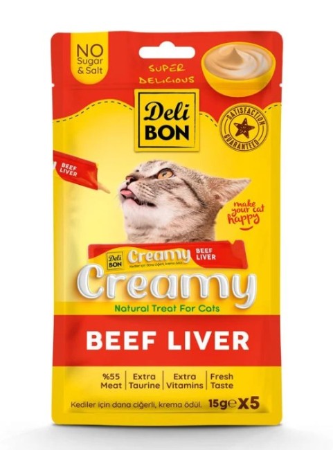 Delibon - Delibon Dana Ciğerli Krema Kedi Ödülü 5 Li 15 Gr X 5 Adet