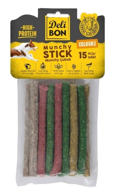 Delibon - Delibon Deri Munchy Çubuk Orta Boy Kalın 15 Li