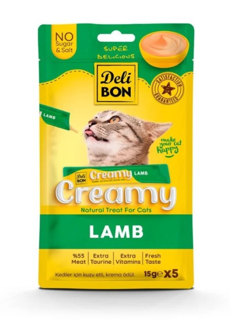 Delibon - Delibon Kuzulu Krema Kedi Ödülü 5 Li 15 Gr X 5 Adet
