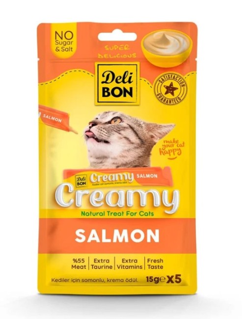 Delibon - Delibon Somonlu Krema Kedi Ödülü 5 Li 15 Gr X 5 Adet