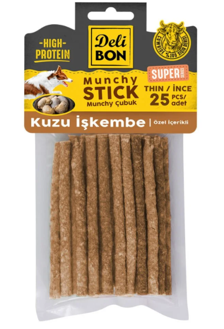 Delibon - Delibon Süper Munchy Çubuk Kuzu İşkembeli İnce 25 Li