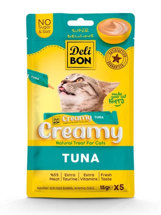 Delibon Ton Balıklı Krema Kedi Ödülü 5 Li 15 Gr X 5 Adet