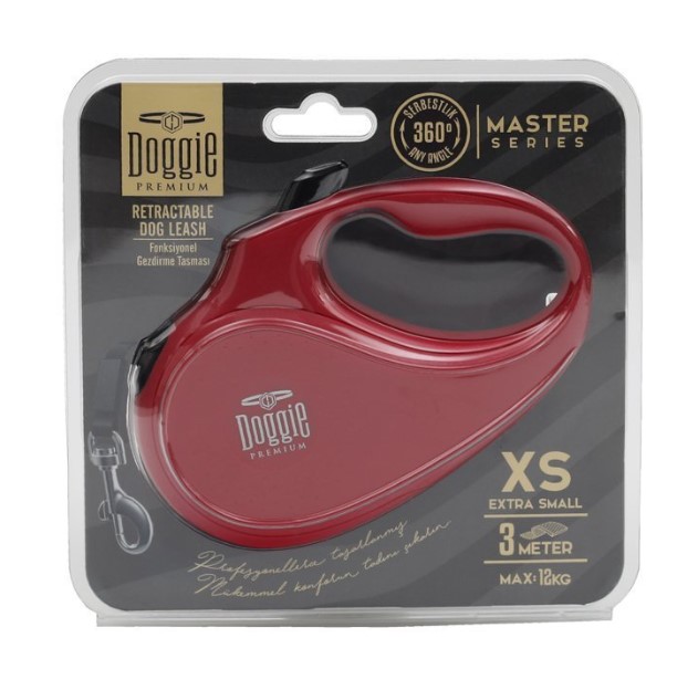 Doggie - Doggie Otomatik Uzatma Tasması 3 Metre XS Beden Kırmızı