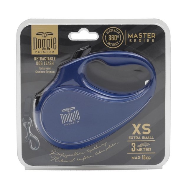 Doggie - Doggie Otomatik Uzatma Tasması 3 Metre XS Beden Mavi