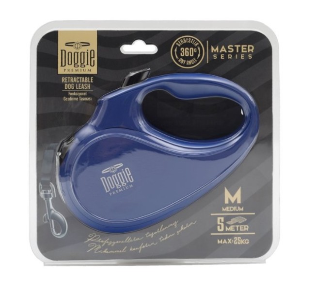 Doggie - Doggie Otomatik Uzatma Tasması 5 Metre M Beden Mavi