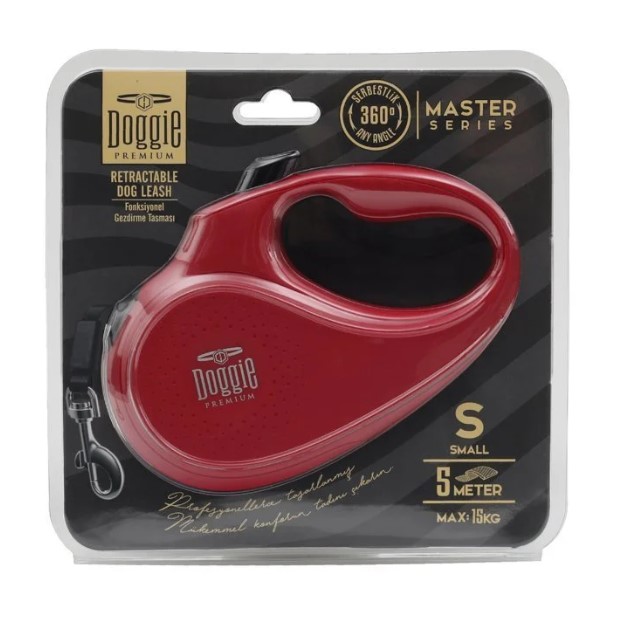 Doggie - Doggie Otomatik Uzatma Tasması 5 Metre S Beden Kırmızı