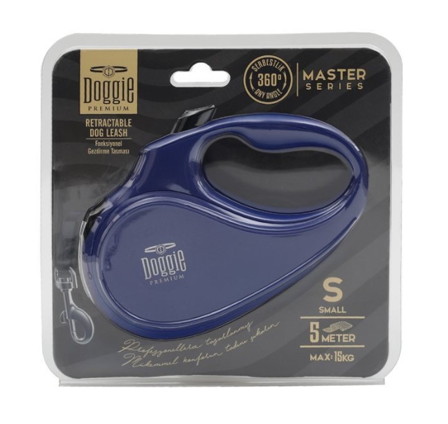 Doggie - Doggie Otomatik Uzatma Tasması 5 Metre S Beden Mavi