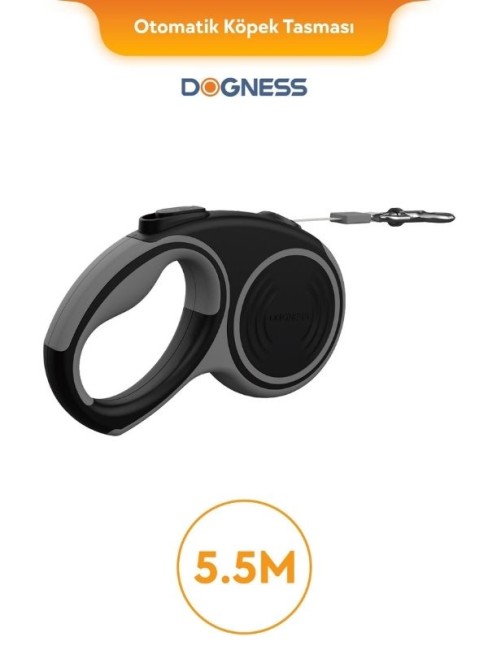 Dogness - Dogness R06 Otomatik Kedi Köpek Gezdirme Tasması 5.5 Metre Gri (R06-5+G)