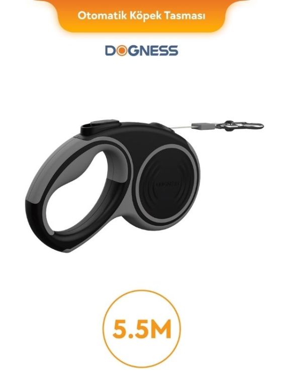 Dogness R06 Otomatik Kedi Köpek Gezdirme Tasması 5.5 Metre Gri (R06-5+G)