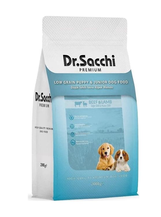 Dr.Sacchi Düşük Tahıllı Sığır ve Kuzu Etli Yavru köpek Maması 2kg