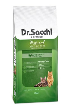 Dr. Sacchi Kuzu Etli Pirinçli Yetişkin Kedi Maması 15 Kg