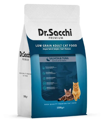 Dr. Sacchi Somonlu Ton Balıklı Yetişkin Kedi Maması 1.5 Kg X 3 Adet