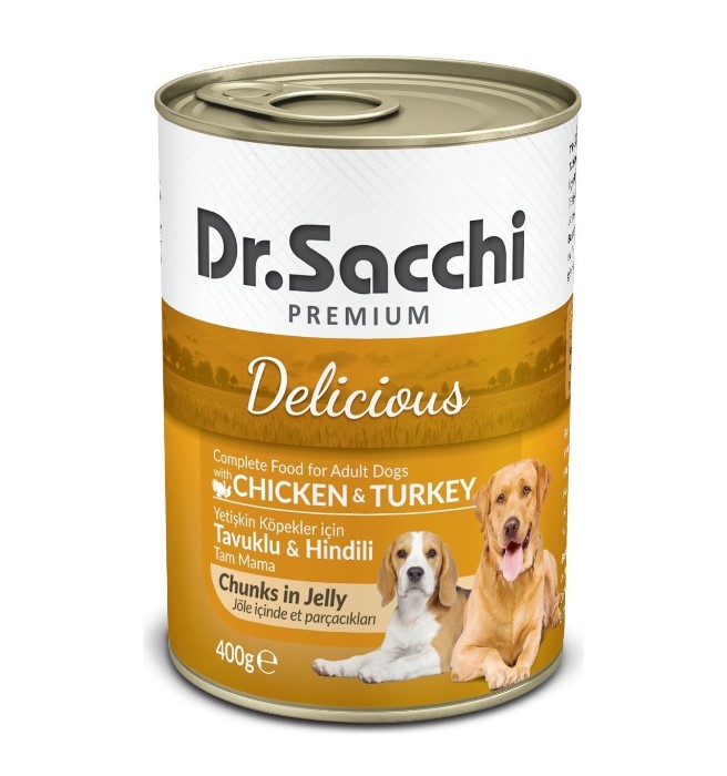 Dr. Sacchi Tavuklu Ve Hindili Yetişkin Köpek Konserve 400 Gr X 24 Adet