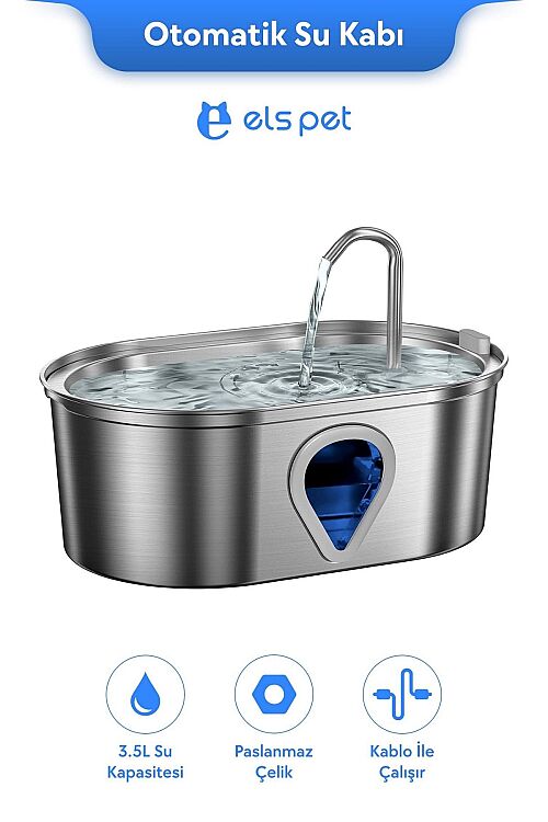 Els Pet Kedi Köpek Su Pınarı Çelik 3.5L (ELS-WF170)