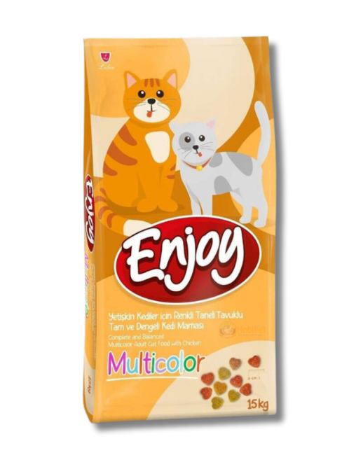Enjoy - Enjoy Multi Color Renkli Taneli Yetişkin Kedi Mamasi 15 Kg