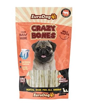 Eurodog - Eurodog Crazy Bone Beyaz Burgu Çubuk 20 Li X 6 Adet