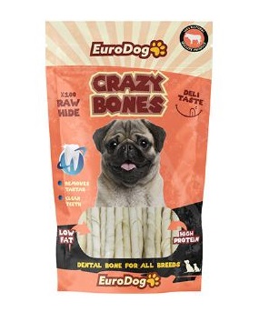 Eurodog Crazy Bone Beyaz Burgu Çubuk 20 Li X 6 Adet