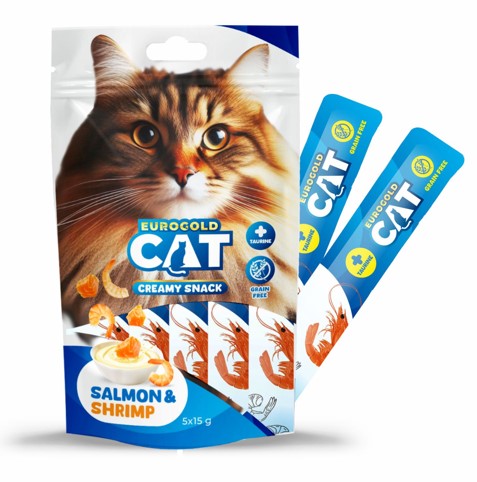 Eurogold - Eurogold Somon Karides Krema Kedi Ödülü 15 Gr 5 Li X 12 Adet