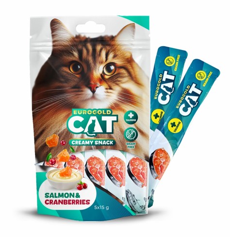 Eurogold - Eurogold Somon Kızılcık Krema Kedi Ödülü 15 Gr 5 Li X 12 Adet