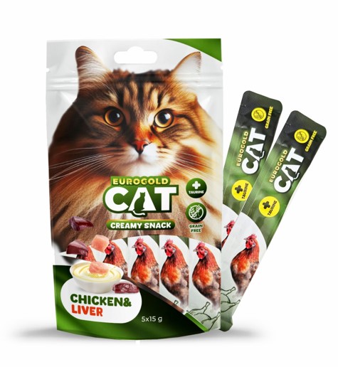 Eurogold - Eurogold Tavuk Ciğer Krema Kedi Ödülü 15 Gr 5 Li X 12 Adet