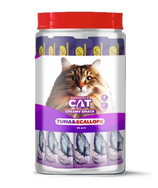 Eurogold Ton Deniz Tarağı Krema Kedi Ödülü (Kavanoz) 15 Gr X 30 Adet