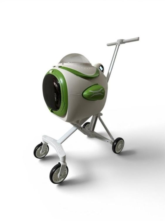 Ewox Astronot Model Fanlı Evcil Hayvan Taşıma Arabası P50-B Beyaz Yeşil