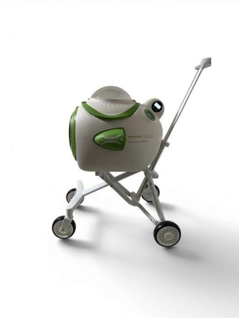 Ewox Astronot Model Fanlı Evcil Hayvan Taşıma Arabası P50-B Beyaz Yeşil - Thumbnail