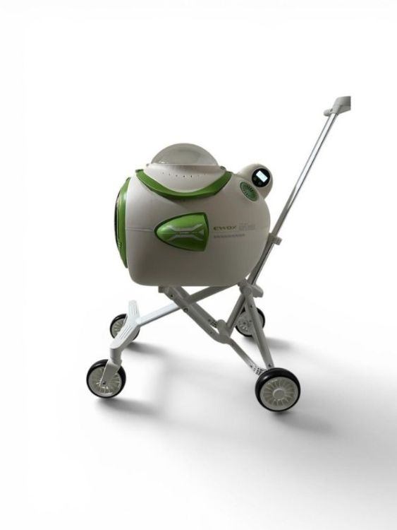 Ewox Astronot Model Fanlı Evcil Hayvan Taşıma Arabası P50-B Beyaz Yeşil