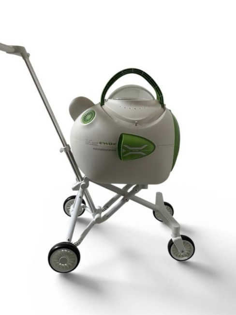 Ewox Astronot Model Fanlı Evcil Hayvan Taşıma Arabası P50-B Beyaz Yeşil - Thumbnail