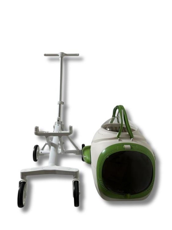 Ewox Astronot Model Fanlı Evcil Hayvan Taşıma Arabası P50-B Beyaz Yeşil