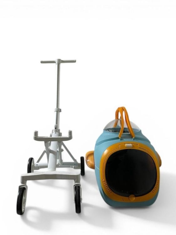 Ewox Astronot Model Fanlı Evcil Hayvan Taşıma Arabası P50-M Mavi Turuncu