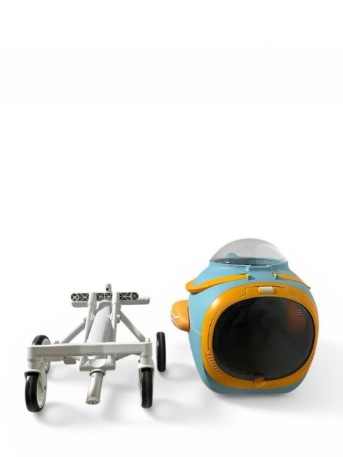 Ewox Astronot Model Fanlı Evcil Hayvan Taşıma Arabası P50-M Mavi Turuncu - Thumbnail
