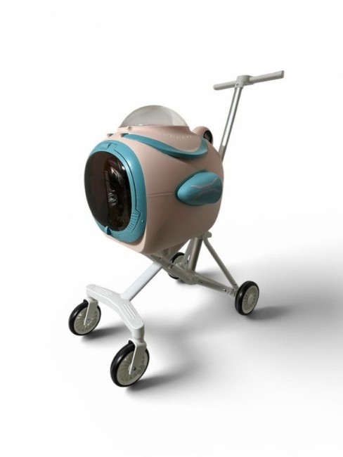 Ewox - Ewox Astronot Model Fanlı Evcil Hayvan Taşıma Arabası P50-P Pembe Turkuaz