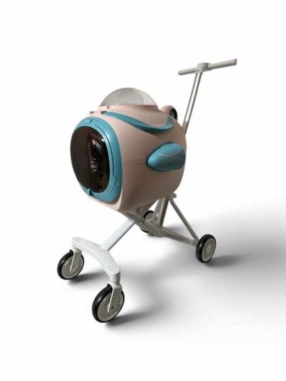 Ewox Astronot Model Fanlı Evcil Hayvan Taşıma Arabası P50-P Pembe Turkuaz