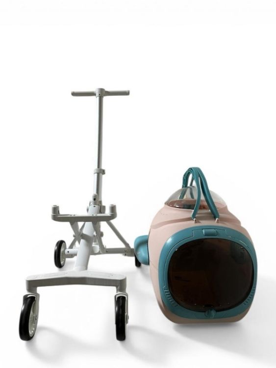 Ewox Astronot Model Fanlı Evcil Hayvan Taşıma Arabası P50-P Pembe Turkuaz