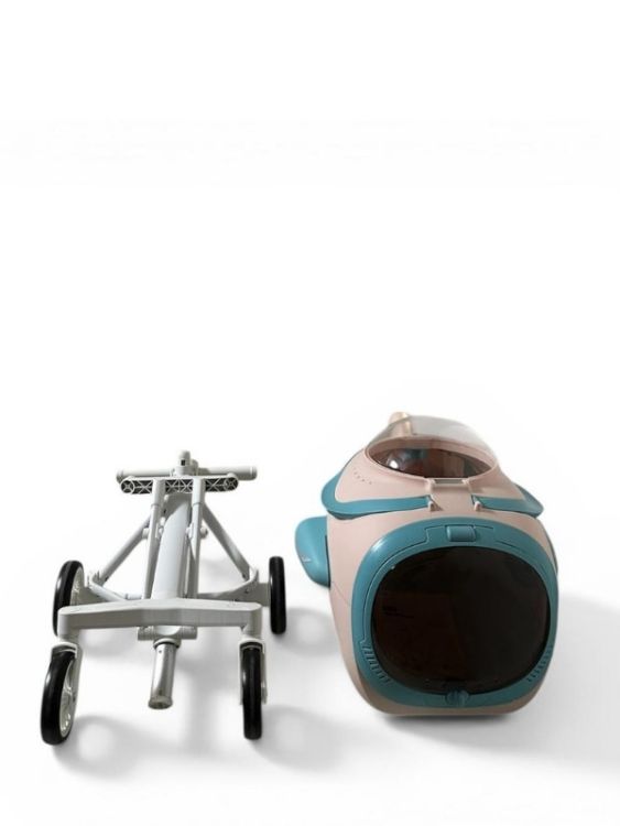 Ewox Astronot Model Fanlı Evcil Hayvan Taşıma Arabası P50-P Pembe Turkuaz