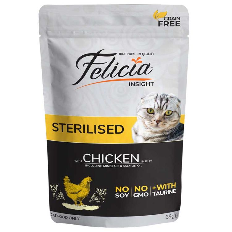 Felicia Tavuklu Sterilised Kedi Pouch Mama 85 Gr x 12 Adet