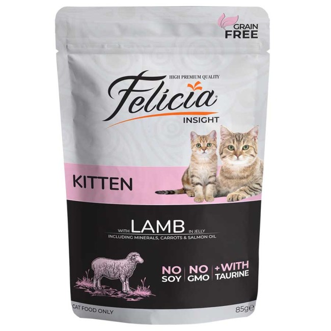 Felicia - Felicia Kuzu Etli Yavru Kedi Pouch Mama 85 Gr x 12 Adet
