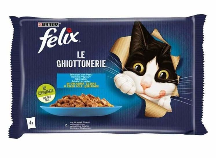 Felix Ekonomik Paket Somonlu Ton Balıklı Yetişkin Kedi Pouch 4 Lü 85 Gr X 12 Adet