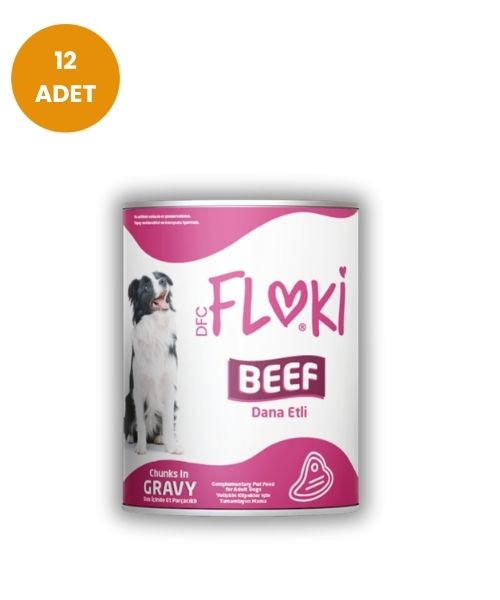 Floki - Floki Dana Etli Yetişkin Köpek Konservesi 400gr x 12 Adet