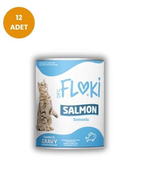 Floki - Floki Somonlu Yetişkin Kedi Konservesi 400gr x 12 Adet