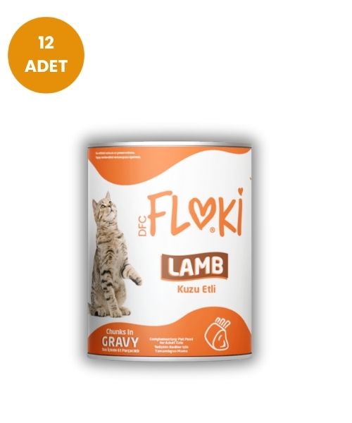 Floki - Floki Kuzu Etli Yetişkin Kedi Konservesi 400gr x 12 Adet