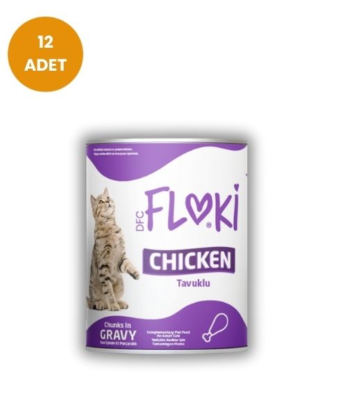 Floki - Floki Tavuklu Yetişkin Kedi Konservesi 400gr x 12 Adet