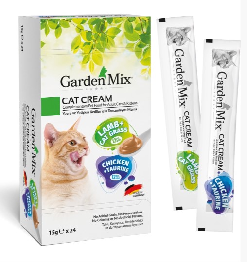 Gardenmix Xxl Kuzulu Kedi Otlu Ve Tavuklu Taurin Krema Kedi Ödülü 24 Lü 15 Gr X 4 Adet