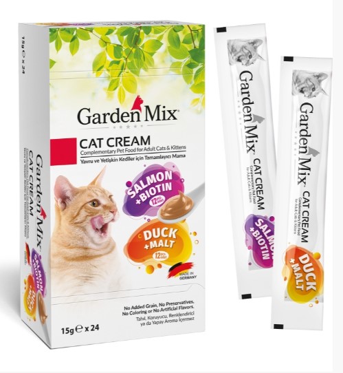 Gardenmix Xxl Somon Biotin Ve Ördek Malt Krema Kedi Ödülü 24 Lü 15 Gr X 4 Adet