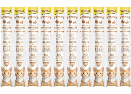Gimcat - Gimcat Hindi Ve Tavşanlı 10 Lu Kedi Sticks 50 Gr