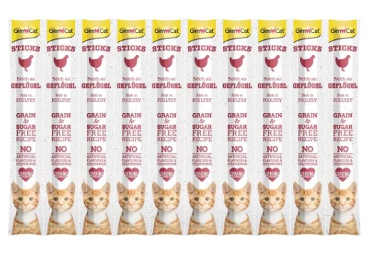 Gimcat - Gimcat Kümes Hayvanlı 10 Lu Kedi Sticks 50 Gr